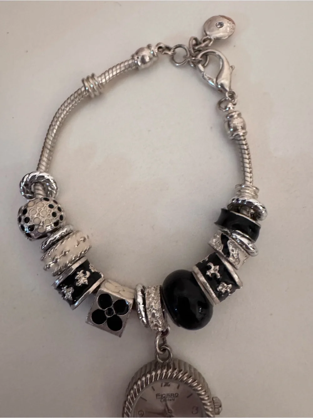 😍Silver and Black Charm Bracelet😍 WATCH - Women Accessories